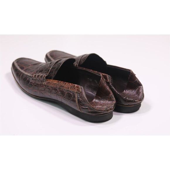 Prada Brown Crocodile Leather Penny Loafers Men's US 8.5 - Picture 12 of 13